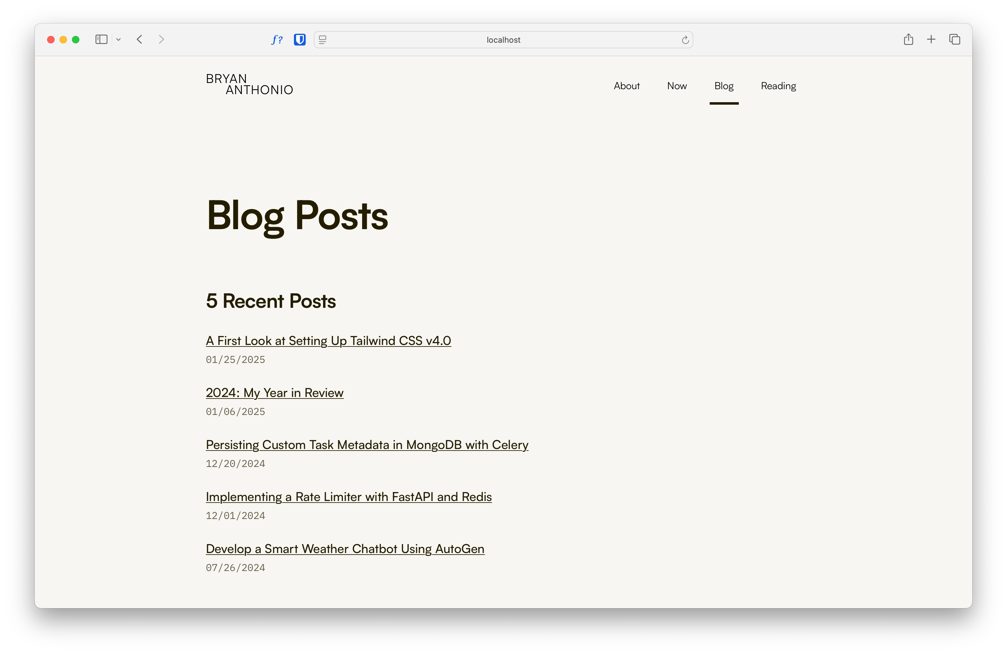 Another screenshot of the new design of the home page layout
