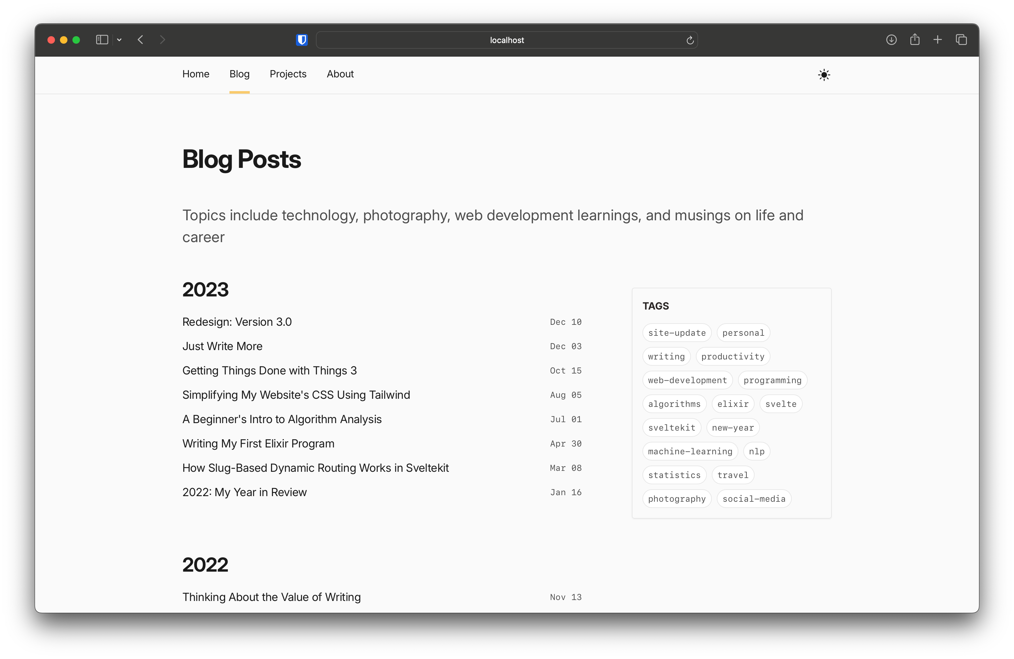 New design of the blog page