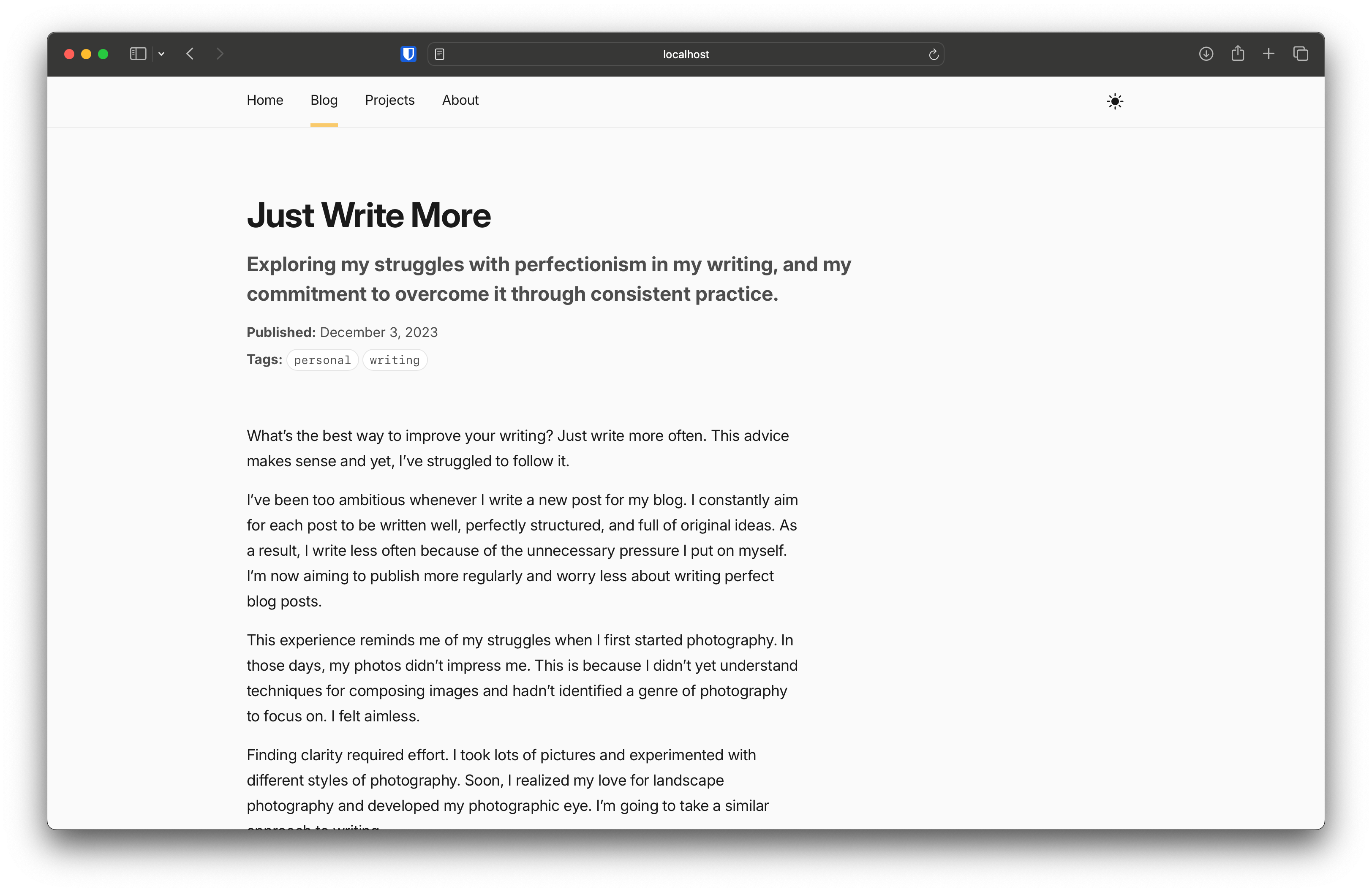 New design of the blog post layout
