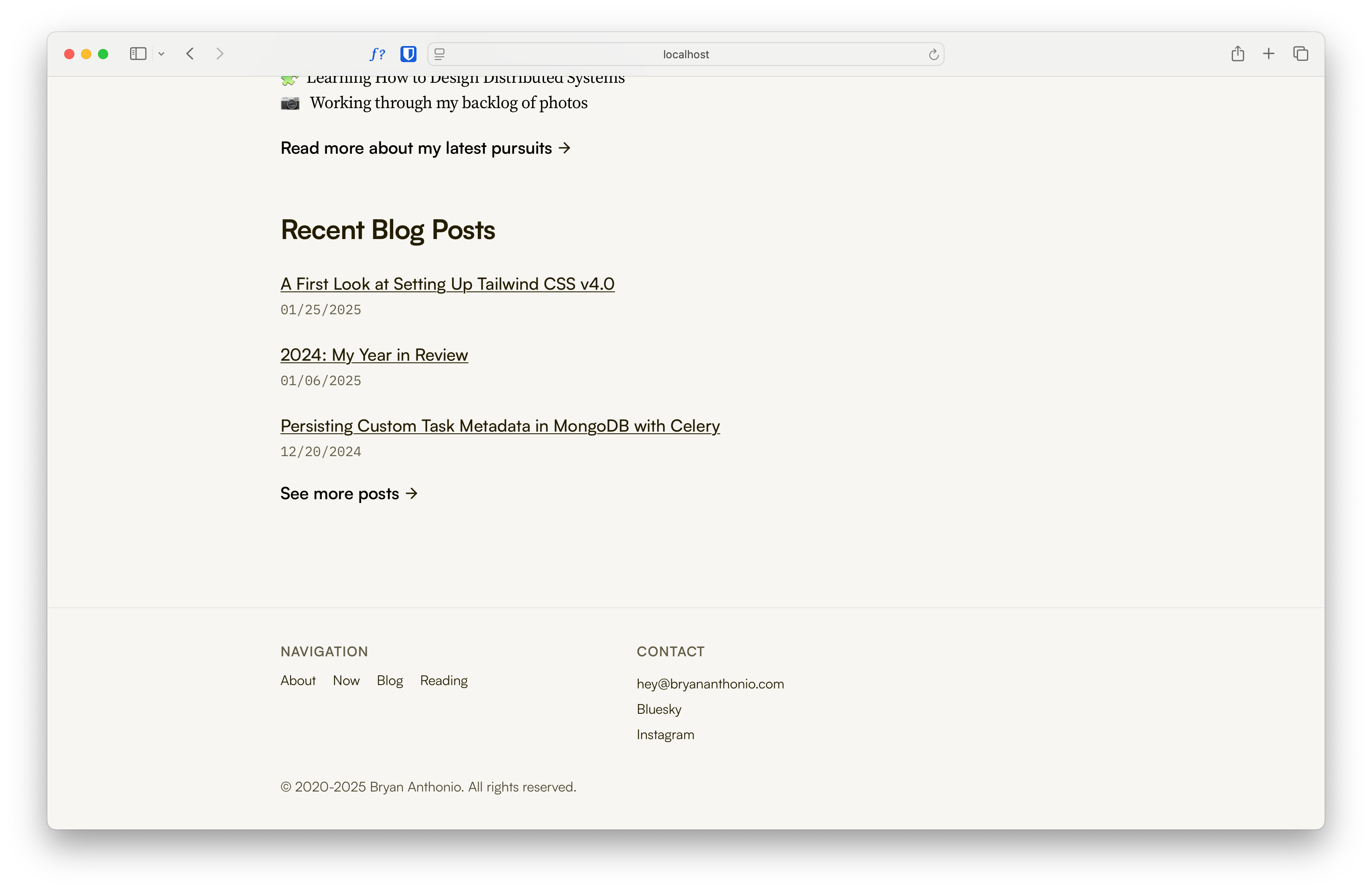 Another screenshot of the new design of the home page layout