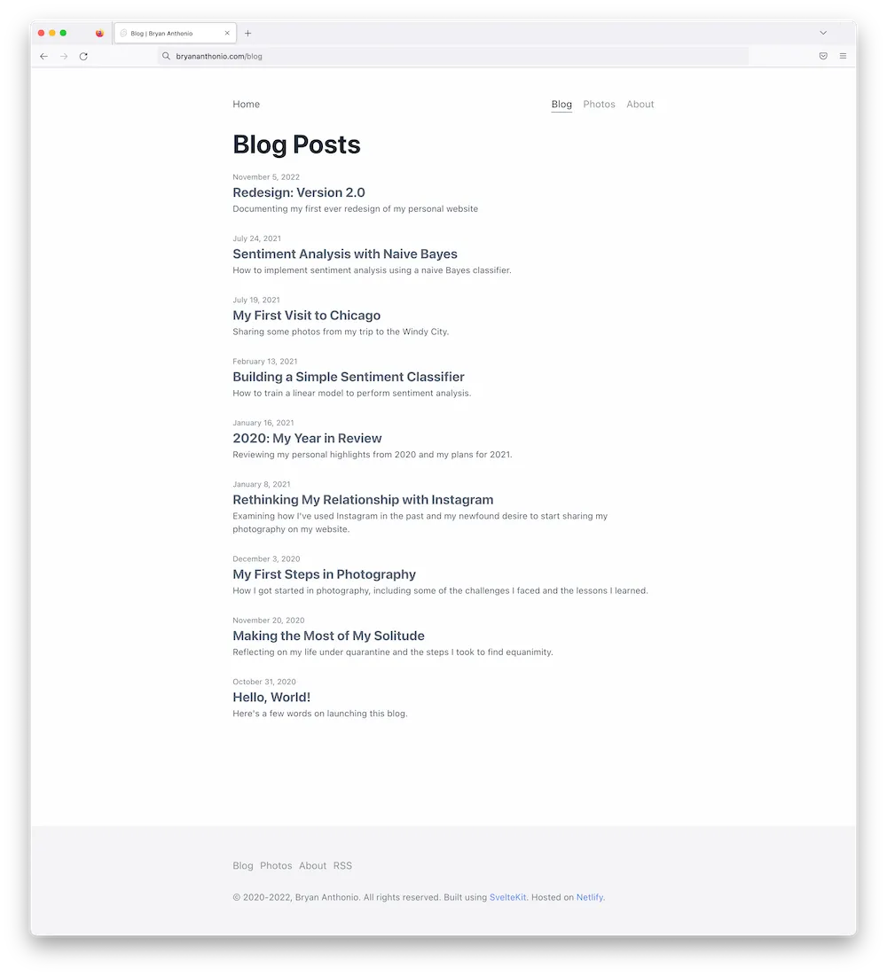 New design of the blog page