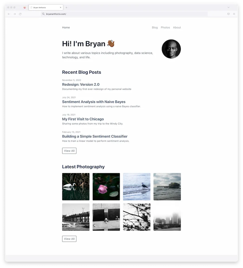 New design of the home page