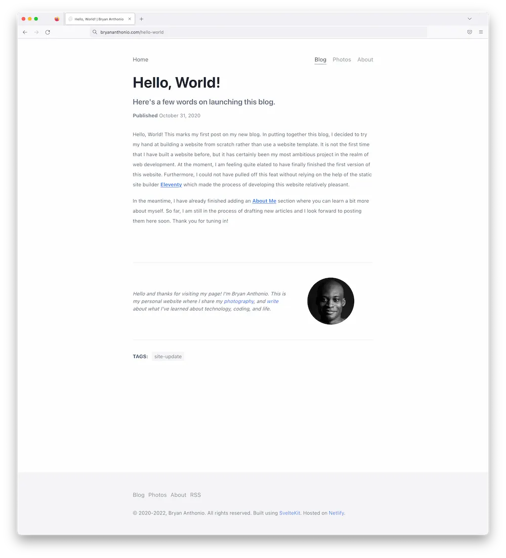 New design of the blog post layout